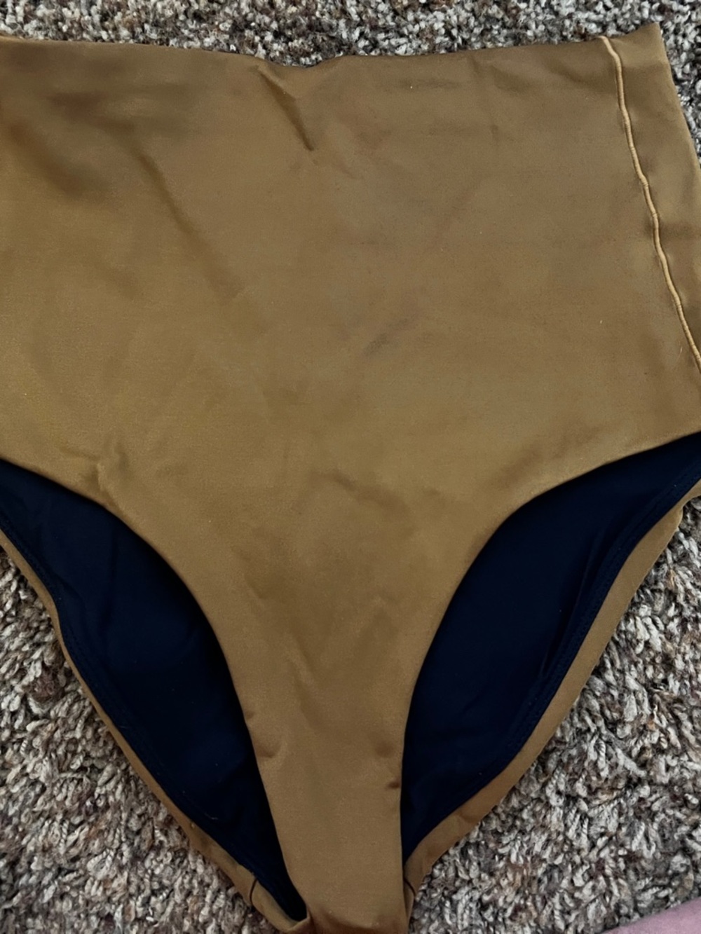 Left On Friday Two-Tone Swim Bottoms and Top in Camel and Navy